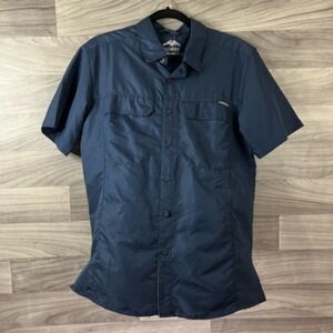Pacific Trail Shirt Button Down Mens S Blue Short Sleeve Pockets Fishing Outdoor